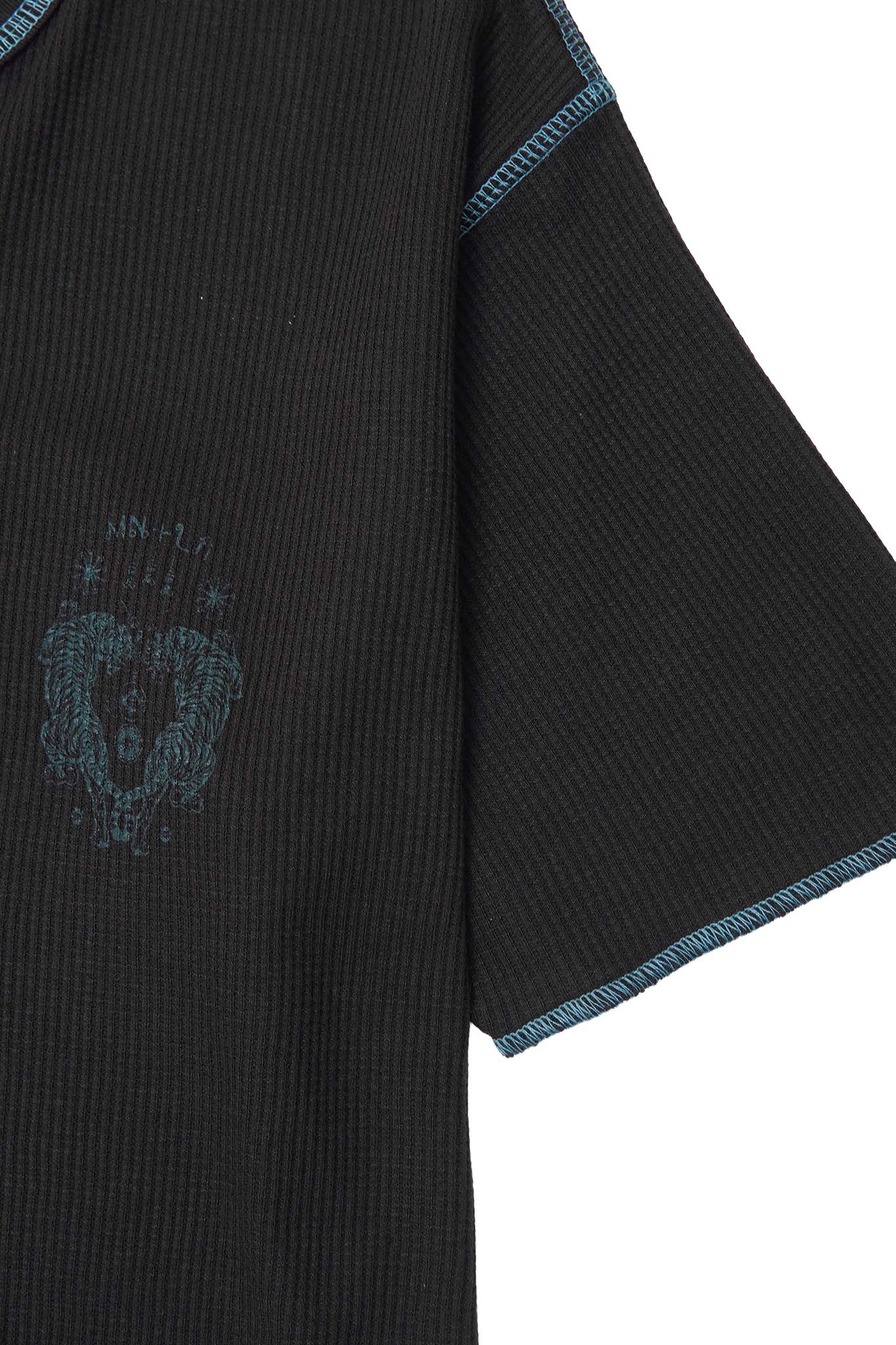 "FCF" WAFFLE TEE IN ANTHRACITE/JADE