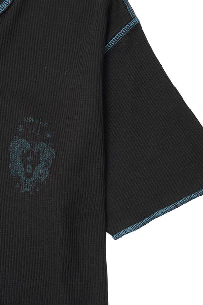 "FCF" WAFFLE TEE IN ANTHRACITE/JADE