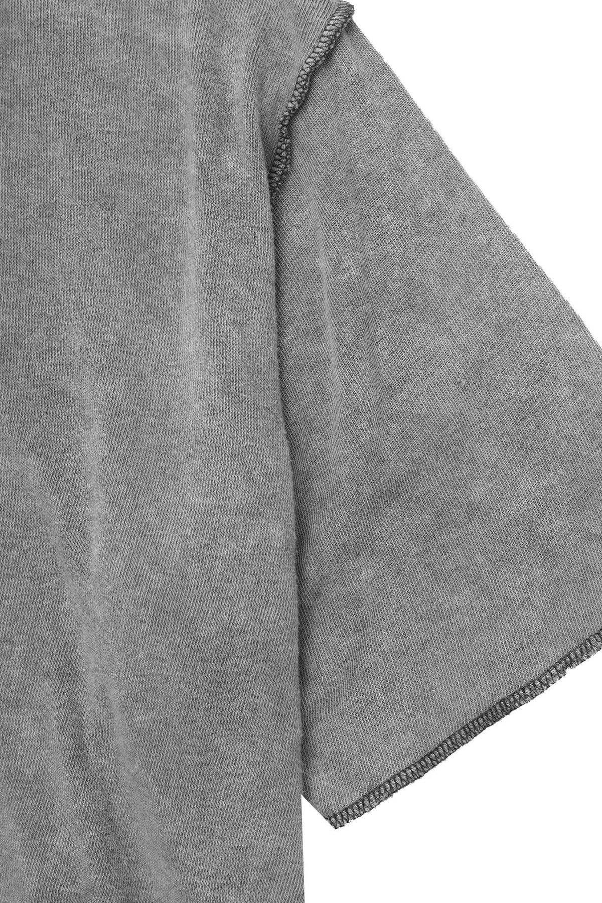 REVERSE TOWEL MILITIA MOCK NECK TEE IN CEMENT