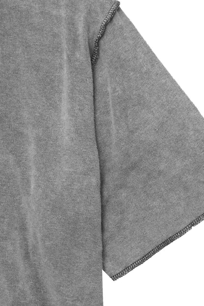 REVERSE TOWEL MILITIA MOCK NECK TEE IN CEMENT