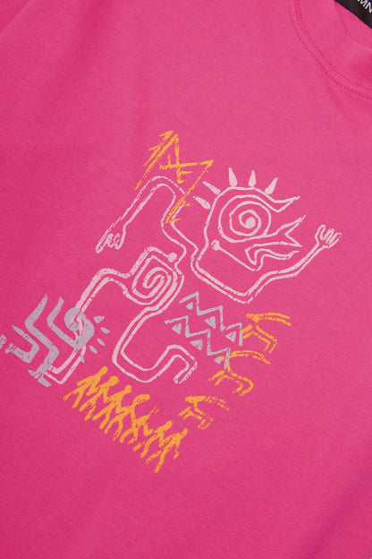 "SPIRIT WALKER" ULTRA HEAVY TEE IN STATIC PINK