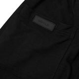 WAFFLE WEAVE PLEATED WIDE PANTS IN CAVIAR