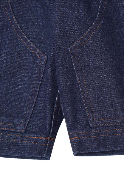 "BURNING STALLION" DOUBLE KNEE PHAT SHORTS IN DENIM SLATE