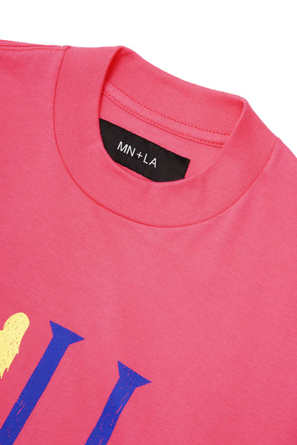 "CALL ME" TEE IN STATIC PINK