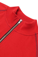 CONTRAST QUARTER ZIP SWEATSHIRT IN FADED RED