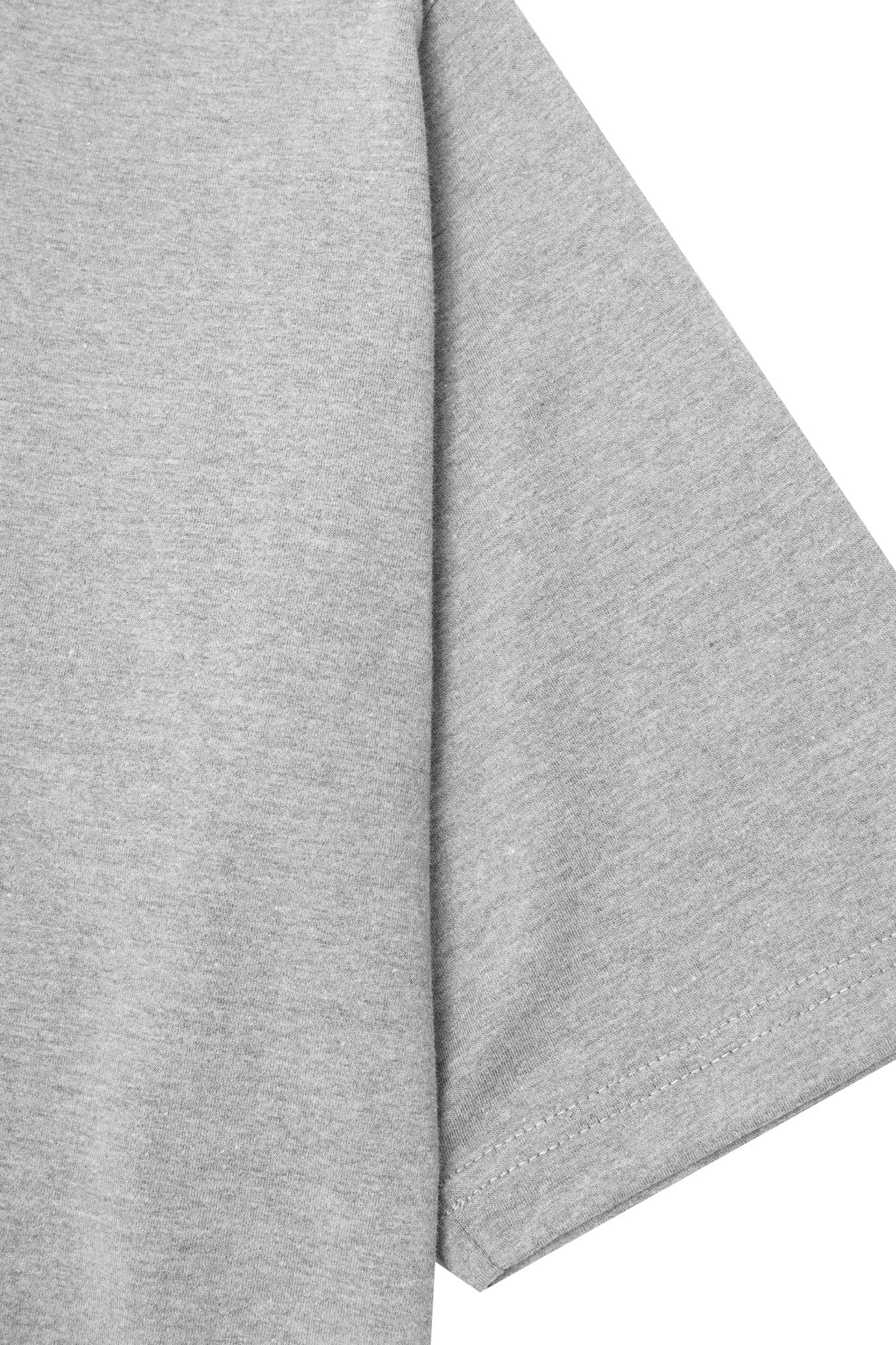 MOCK NECK TEE IN HEATHER GREY