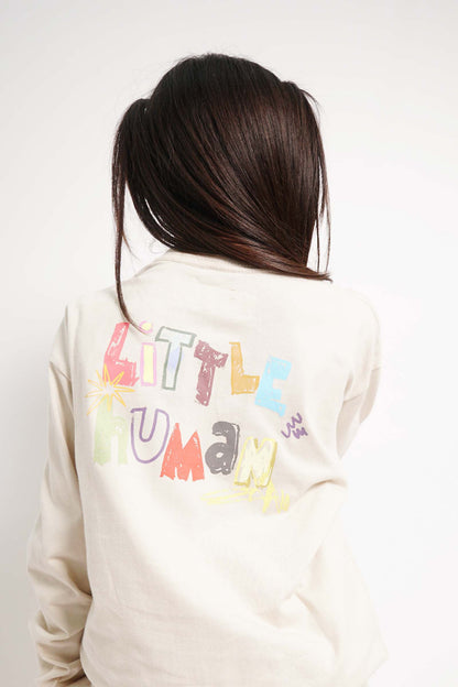 "CRAYONS" LITTLE HUMAN™ LONGSLEEVE TEE IN OAT