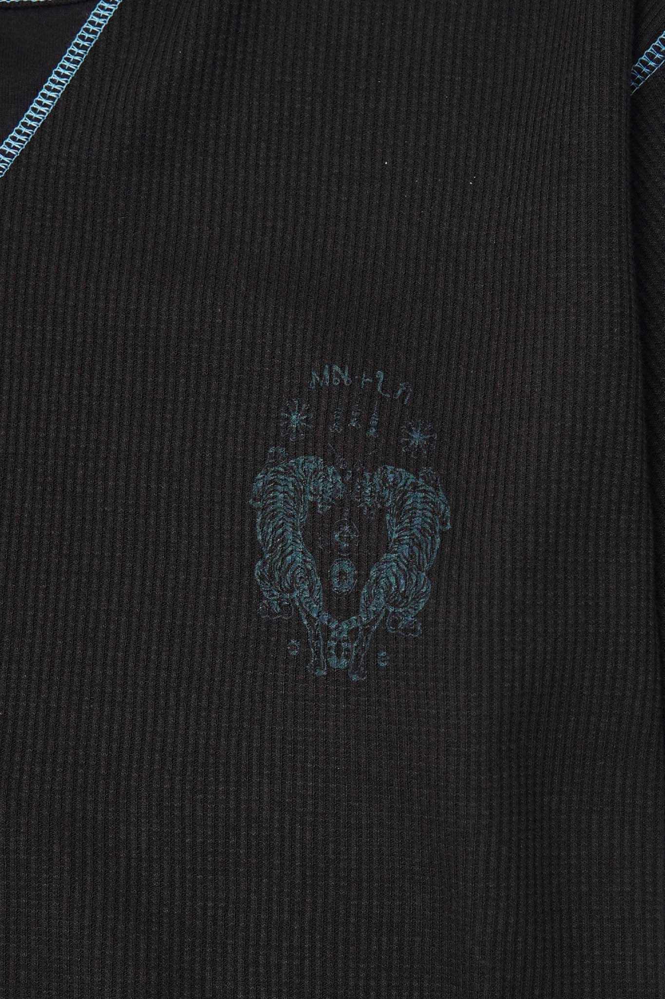 "FCF" WAFFLE TEE IN ANTHRACITE/JADE