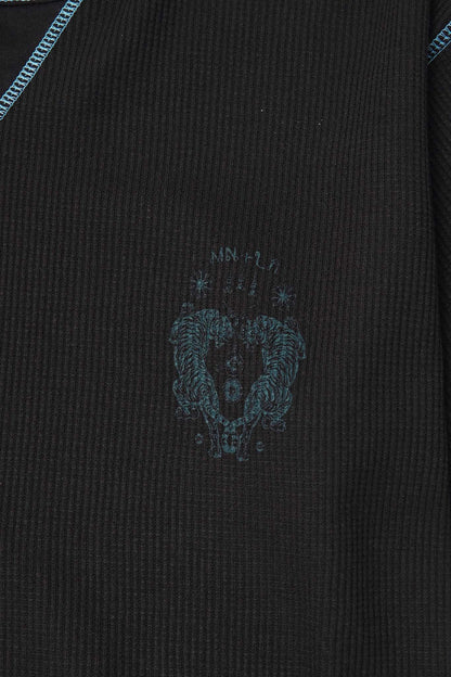 "FCF" WAFFLE TEE IN ANTHRACITE/JADE