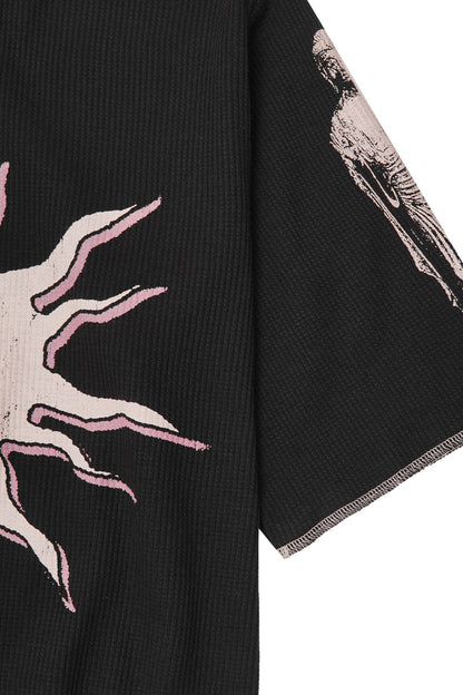 "THE ENLIGHTENED ONE" WAFFLE TEE IN ANTHRACITE
