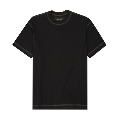 WAFFLE WEAVE LOUNGE TEE IN ANTHRACITE