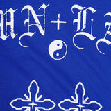 "TAKE NO SHIT, DO NO HARM" TEE IN ELECTRIC BLUE
