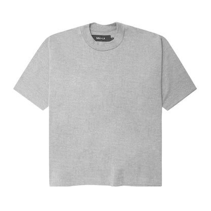 MOCK NECK TEE IN HEATHER GREY
