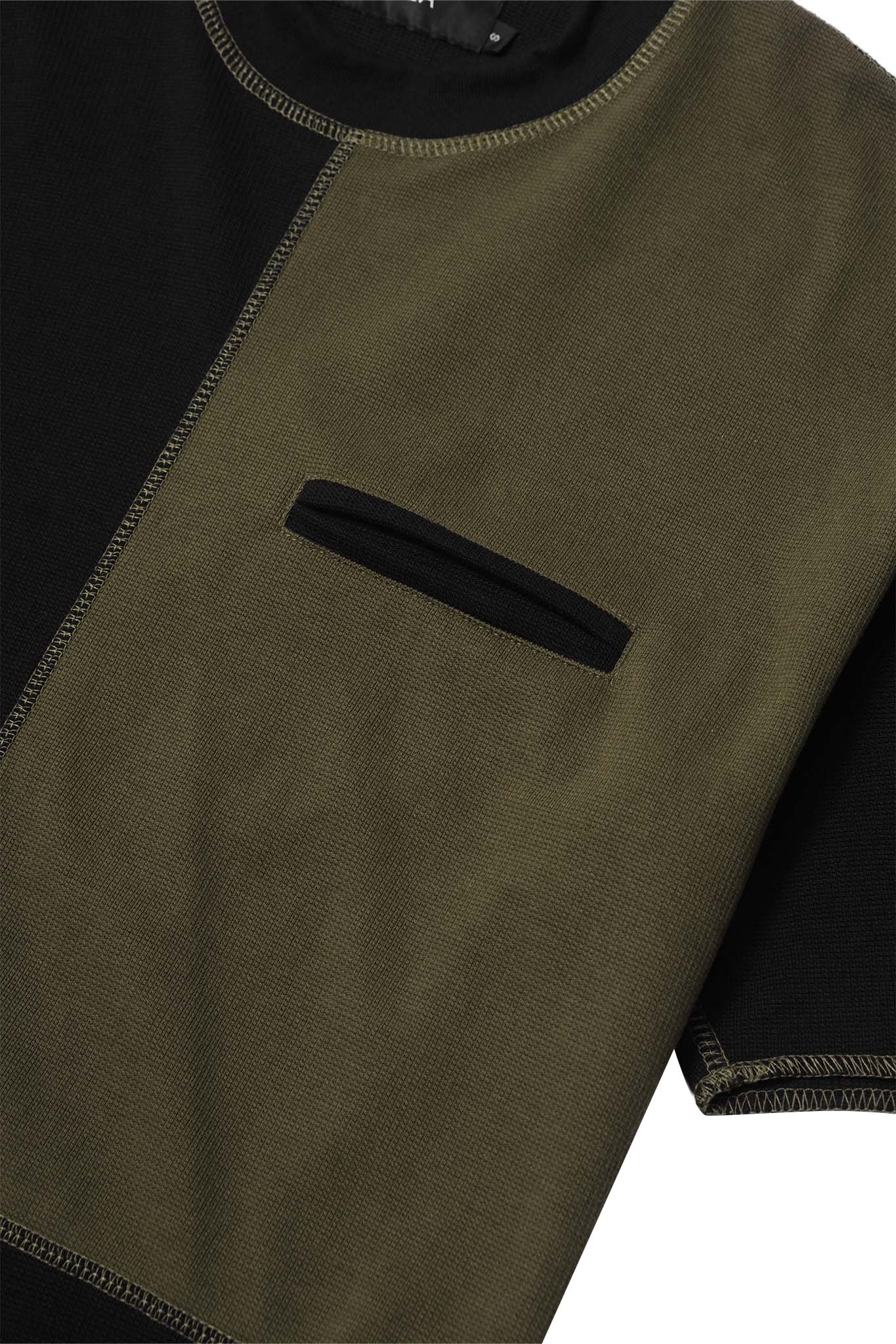 NEEDLEWORK POCKET WAFFLE TEE IN TAIGA