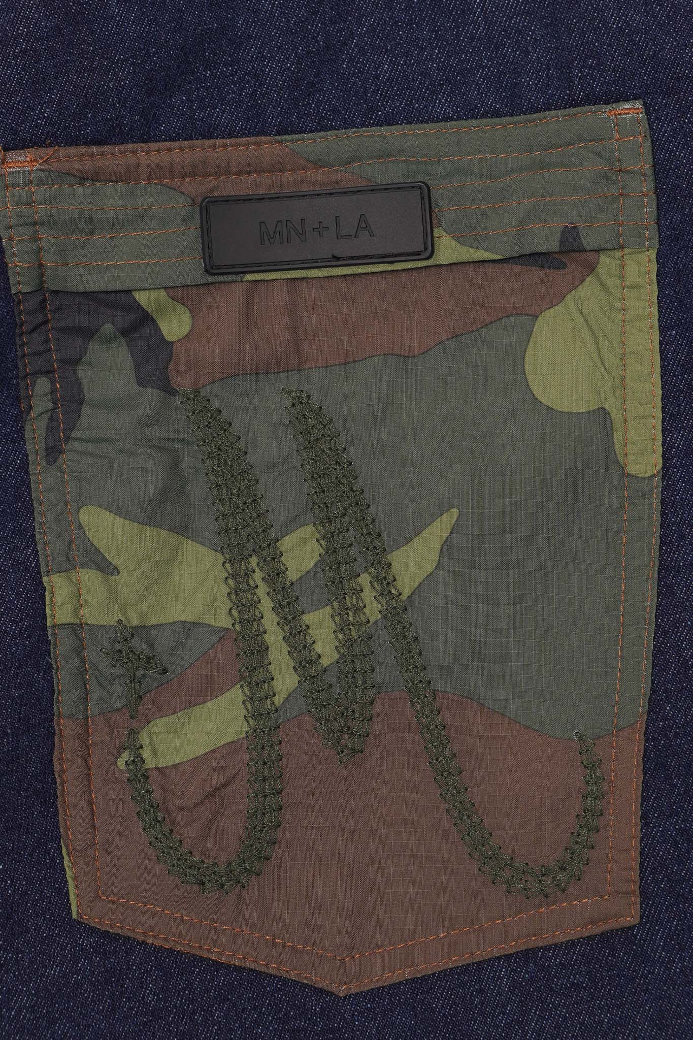 M+ DOUBLE KNEE PHAT PANTS IN DENIM CAMO