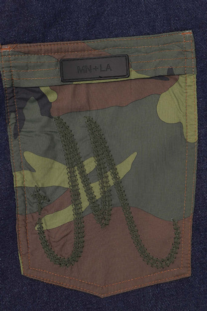 M+ DOUBLE KNEE PHAT PANTS IN DENIM CAMO