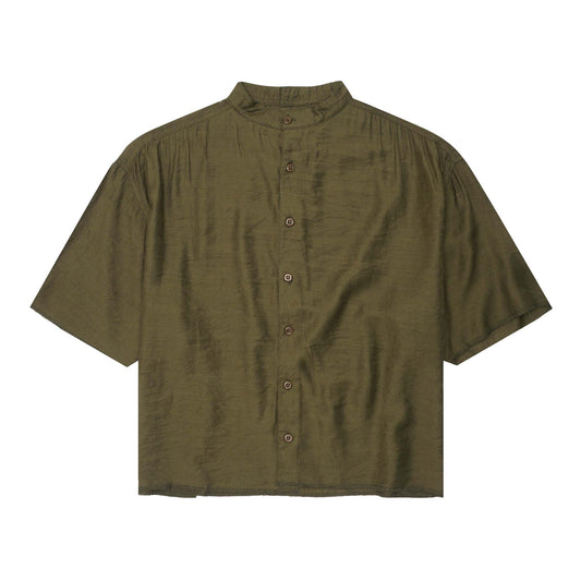 MANDARIN S/S SHIRT IN OLIVE