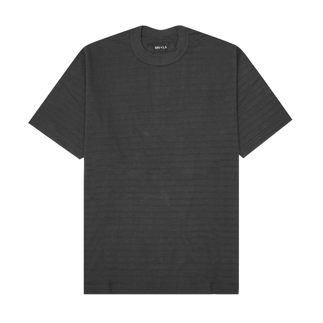 STRIPED PIQUE OVERSIZED TEE V3 IN CHARCOAL GREY
