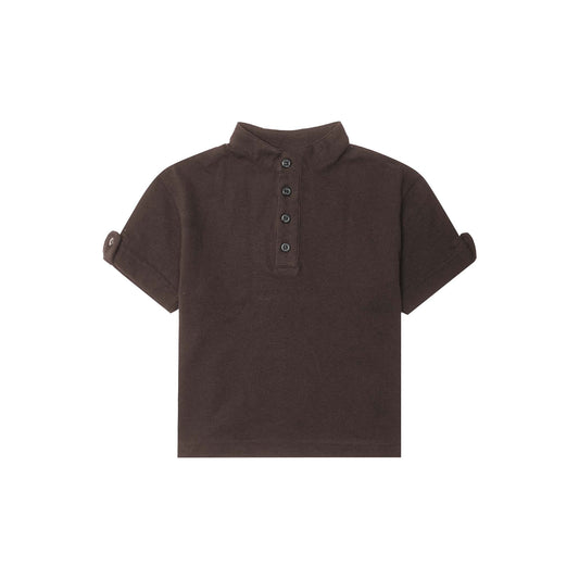 LITTLE HUMAN™ QUARTER MANDARIN S/S IN CHARCOAL GREY