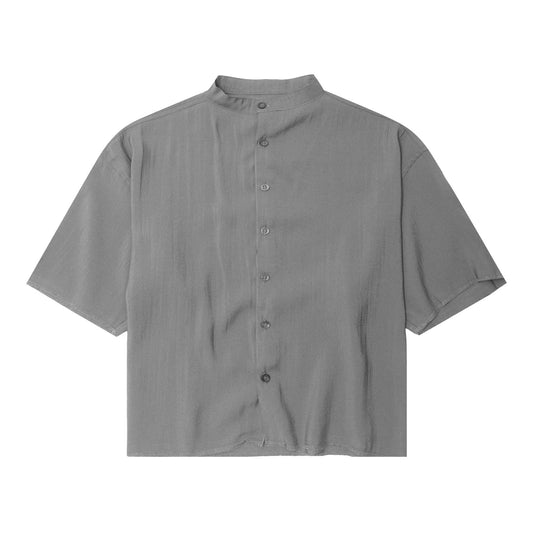 MANDARIN S/S SHIRT IN IRON GREY