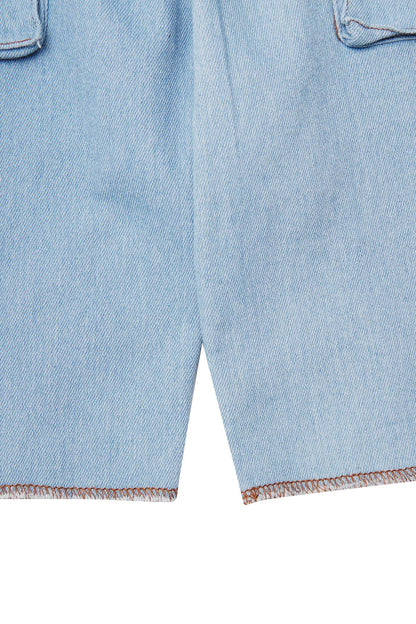 "VAPOR BLUE" OVERPOCKET PHAT SHORTS