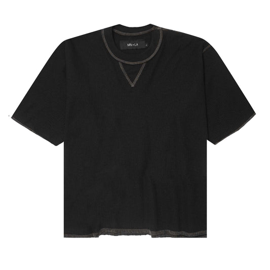 EXO™ MILITIA MOCK NECK WAFFLE TEE IN ANTHRACITE