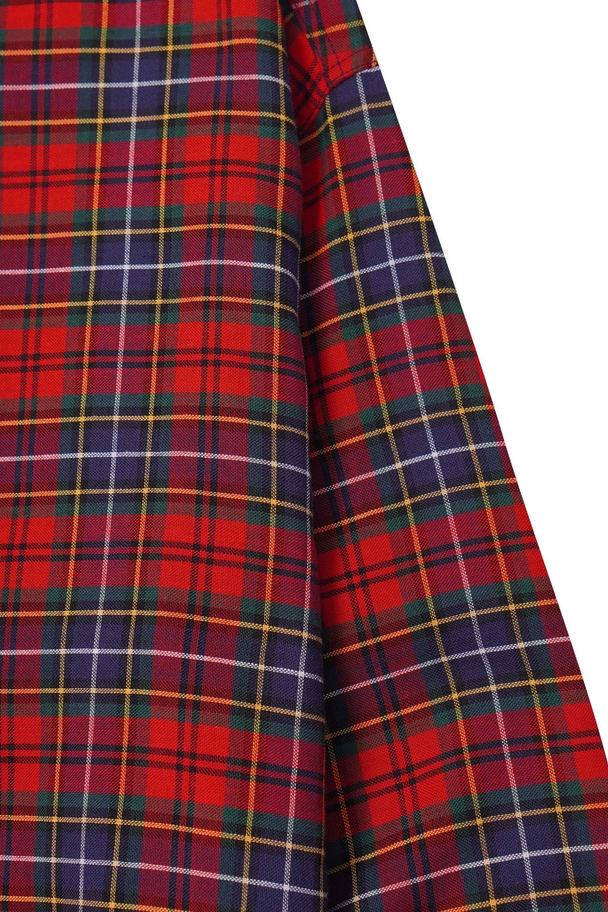 MANDARIN L/S SHIRT IN CRIMSON NAVY PLAID