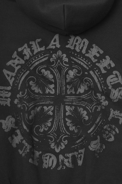 "IRON CROSS" HOODIE IN CAVIAR
