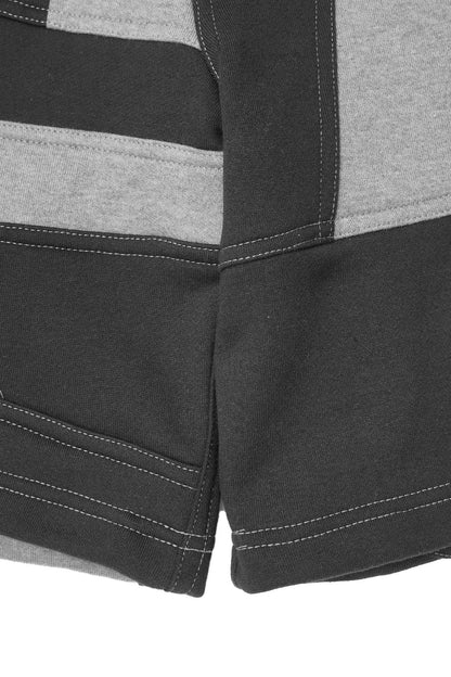 NEEDLEWORK SWEATSHORTS IN CAVIAR/HEATHER GREY