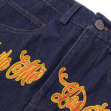 "BURNING STALLION" DOUBLE KNEE PHAT SHORTS IN DENIM SLATE