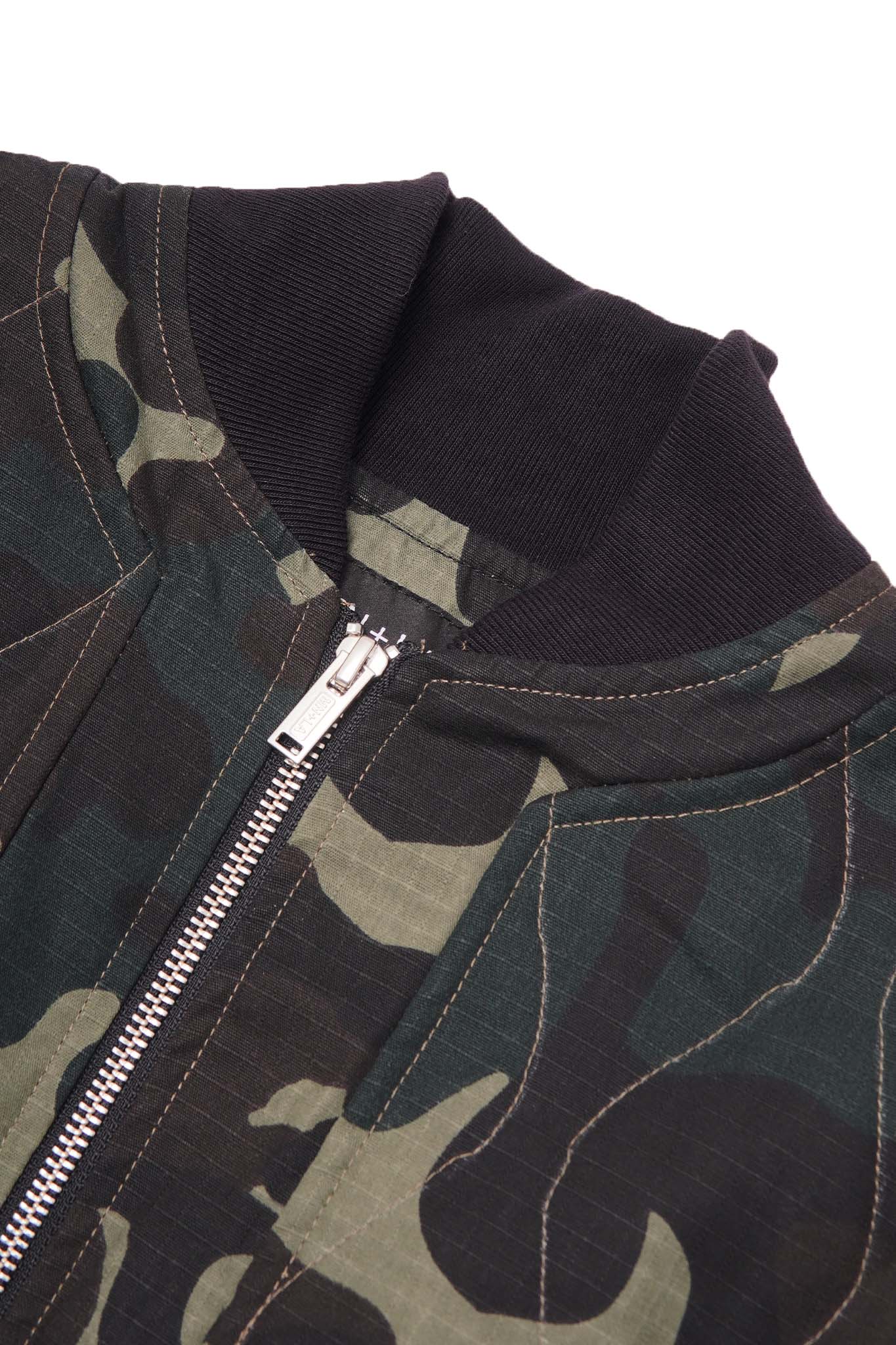 "FLOW" BOMBER JACKET IN WOODLAND CAMO
