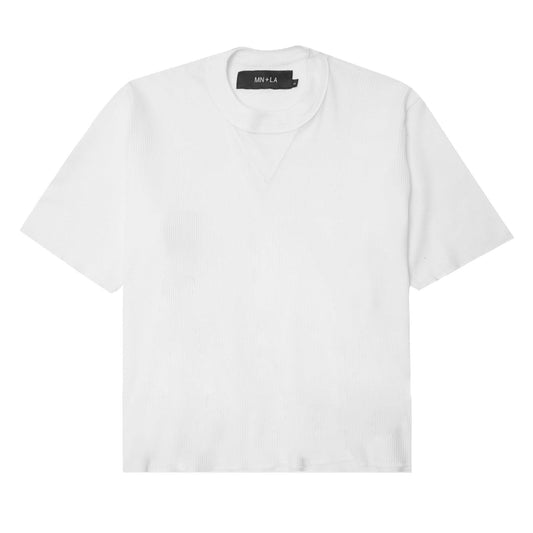 MILITIA MOCK NECK WAFFLE TEE IN WHITE