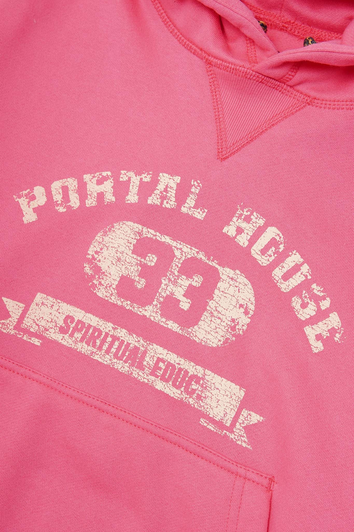 "PORTAL HOUSE 33" HOODIE IN STATIC PINK