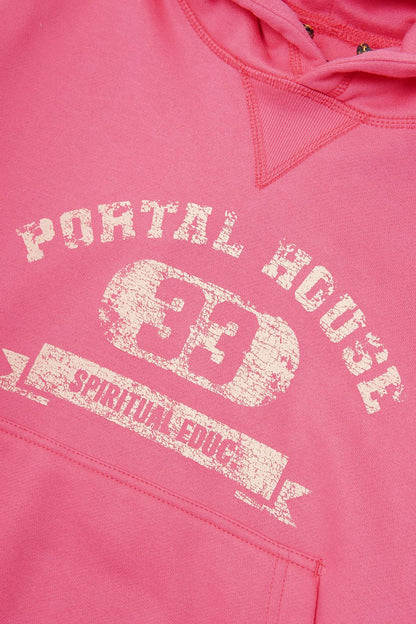 "PORTAL HOUSE 33" HOODIE IN STATIC PINK