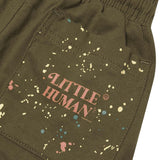 "PAINT SPLAT" LITTLE HUMAN™ PLEATED SHORTS IN OLIVE