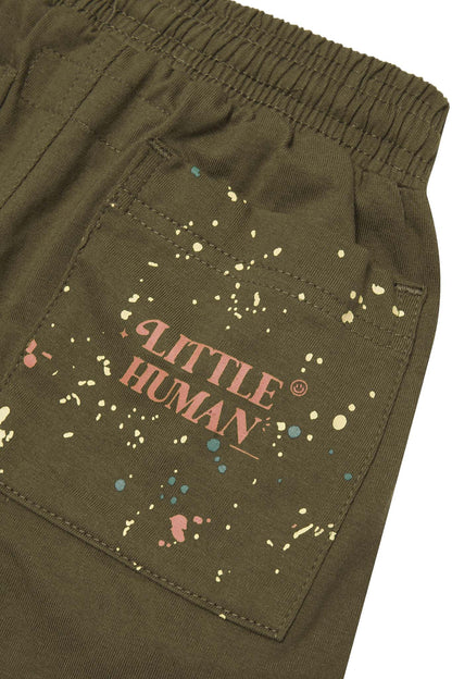 "PAINT SPLAT" LITTLE HUMAN™ PLEATED SHORTS IN OLIVE