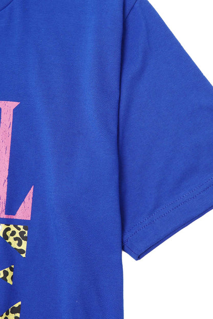 "CALL ME" TEE IN ELECTRIC BLUE