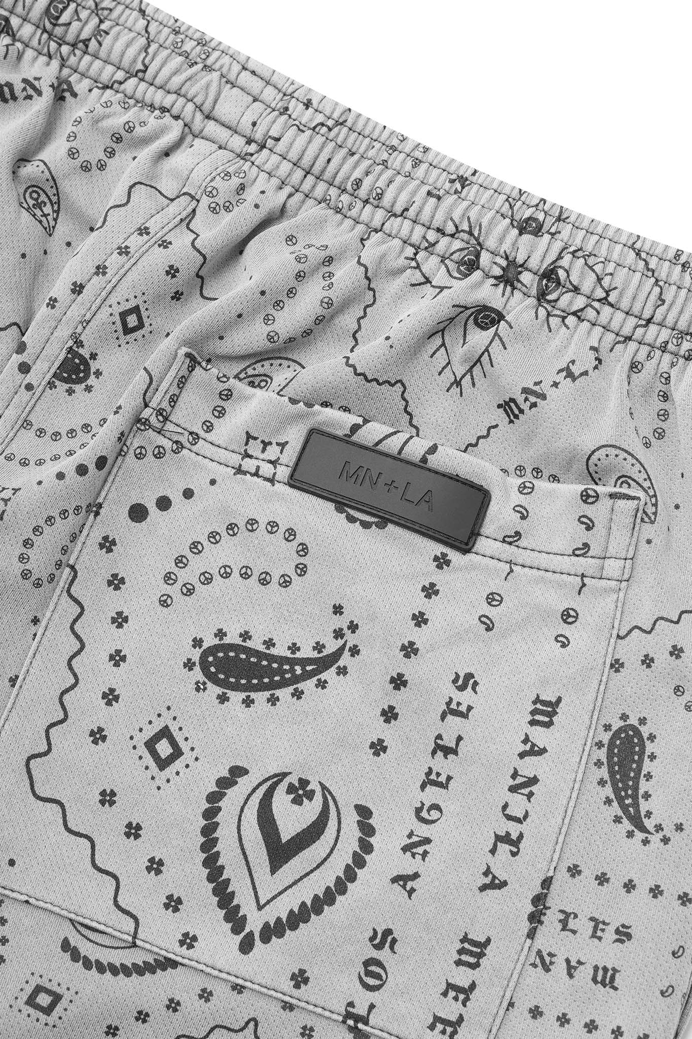 PEACE PAISLEY COURT SHORTS IN STEEL