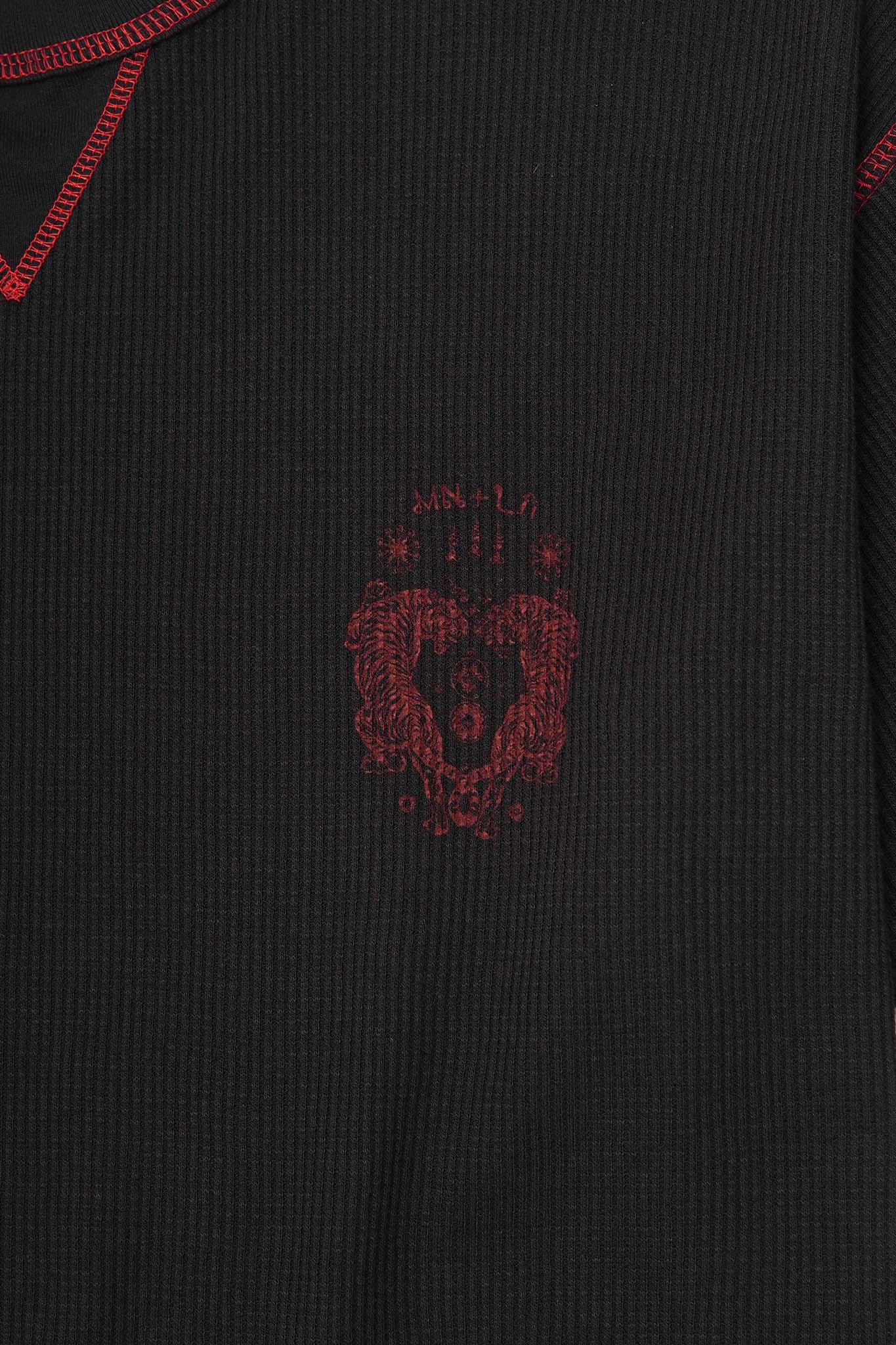 "FCF" WAFFLE TEE IN ANTHRACITE/CRIMSON