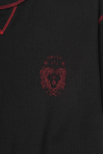 "FCF" WAFFLE TEE IN ANTHRACITE/CRIMSON