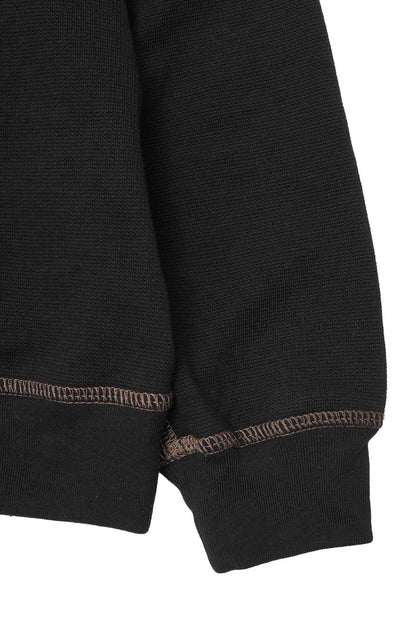 LITTLE HUMAN™ RUGBY L/S WAFFLE TEE IN ANTHRACITE/OLIVE