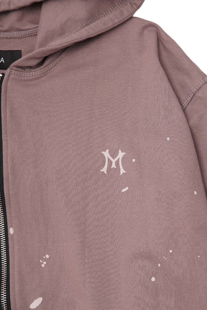 "HITTER" PAINTER'S ZIP HOODIE IN MAUVE