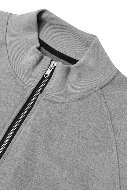 QUARTER ZIP SWEATSHIRT IN HEATHER GREY