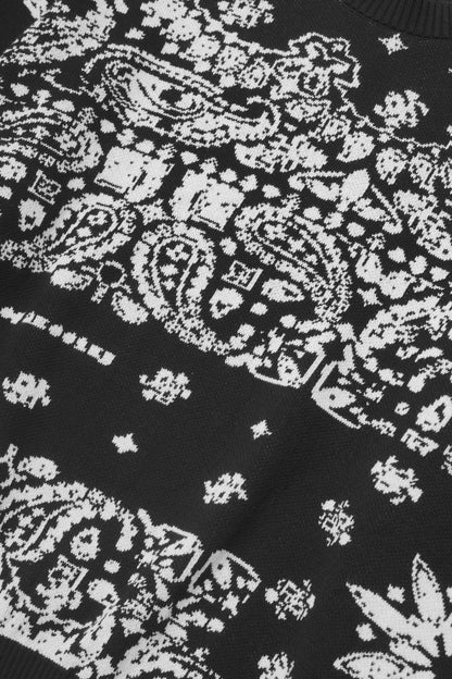 "PEACE PAISLEY" KNITTED SWEATSHIRT IN ANTHRACITE