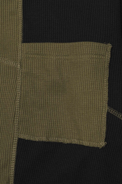 PATCHWORK MOCK NECK WAFFLE TEE IN TERRAIN