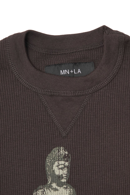"FORGOTTEN SCRIPT" WAFFLE TEE IN CHARCOAL GREY
