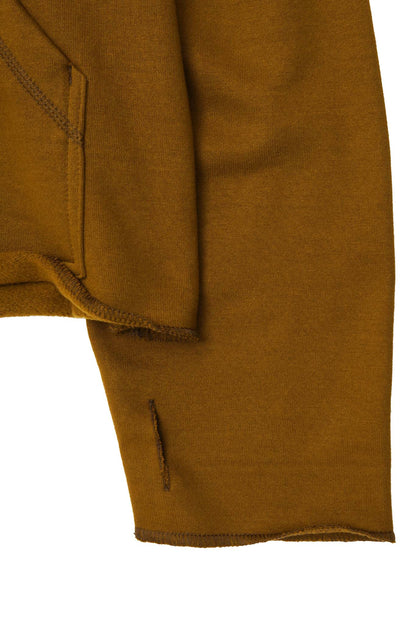 M+ CUTOFF HOODIE IN RUST