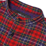MANDARIN L/S SHIRT IN CRIMSON NAVY PLAID