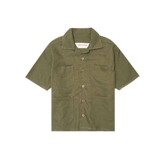 LITTLE HUMAN™ 4 POCKET CUBAN SHIRT IN OLIVE