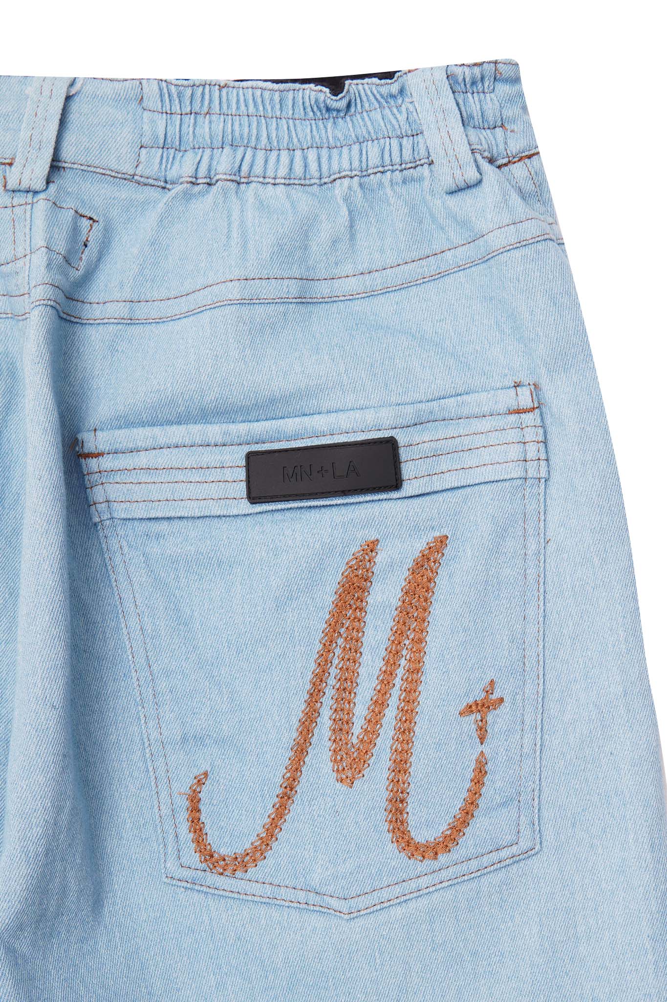 "VAPOR BLUE" DOUBLE KNEE PHAT SHORTS